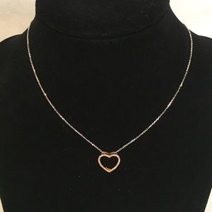 14k rose gold open heart with bead set diamonds